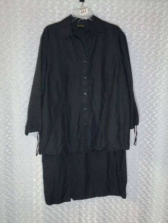 Ashley Stewart Dresses & Skirts - Ashley Stewart Black Casual Button-Down Shirt and skirt Linen Blend size 18
